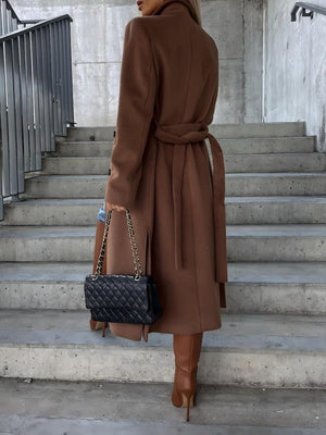 【EXPÉDITION NORMALE】Manteau en laine simple à manches longues et col à revers.