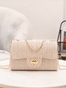 Solid Color Straw Crossbody Bag For Vacation