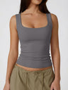 Square Collar Leisure Tank Tops