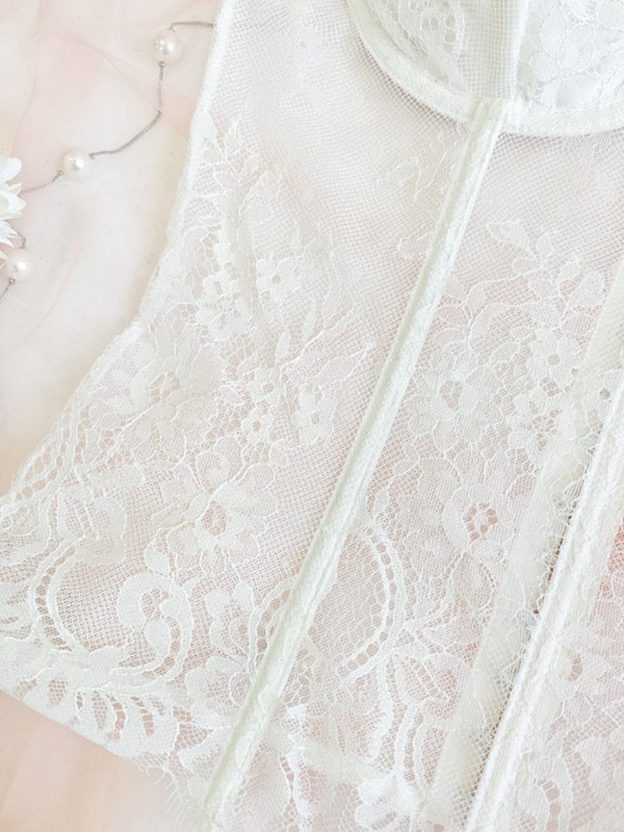 Lace Trim Splicing Mesh Perspective Camisoles