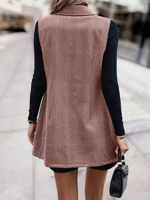 Splicing Herringbone Pattern Suit Sleeveless Vest