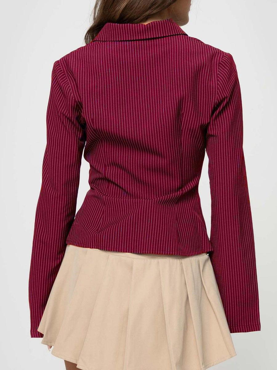 Long Sleeve Buttons Stripes Shirts