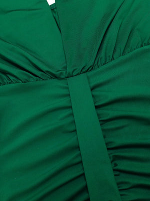V-neck Halter Temperament Pleated Hip-hugging Big Backless Midi Dresses