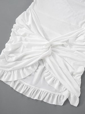 Liber Spring Women's Pleated Solid Color Mini&Short Dresses