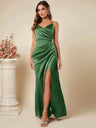 Satin Suspenders Pleated Maxi Dresses