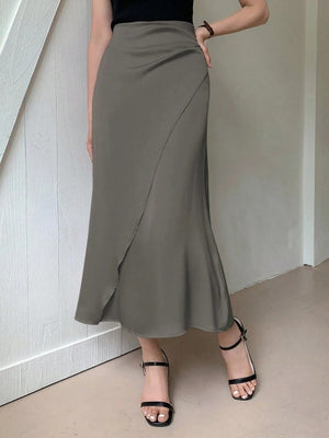 Satin Splicing Solid Color Skirts