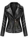 PU Leather Contrasting Colors Short Jacket