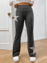 Five-pointed Star Elastic Tights High-waisted With A Slight Flare Pants