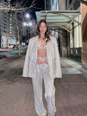 Silver Sequined Suit Jacket