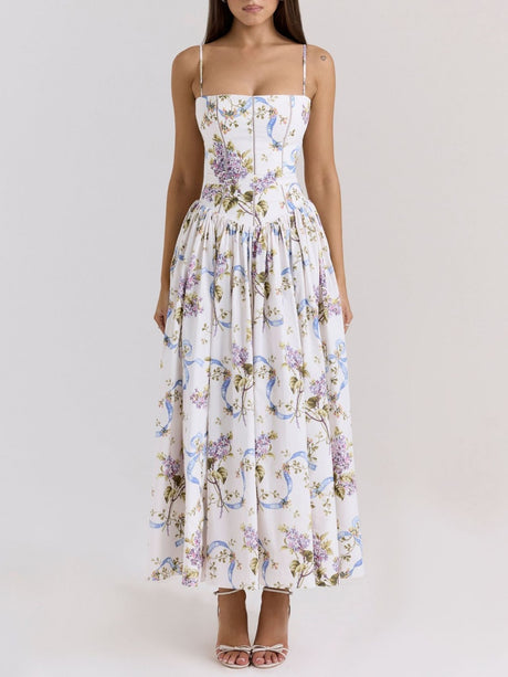 Elegant And Gentle Style, Slimming Floral Print Sundress