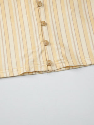 Retro Buttons Stripes Sexy Shirts