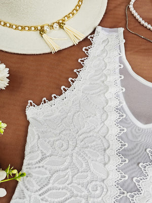 Lace Trim Hollow Bodysuits