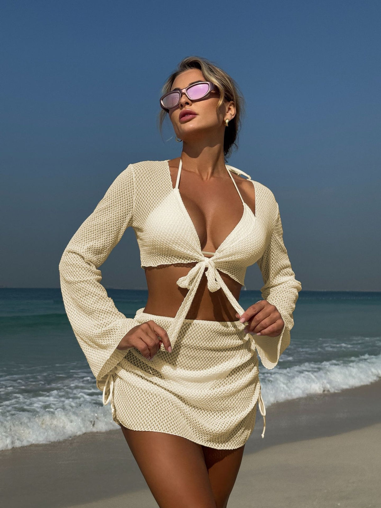 Beach Vacation Style Two-piece Swimsuit Four-piece Set