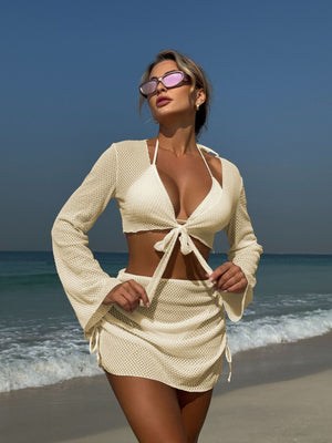 Beach Vacation Style Two-piece Swimsuit Four-piece Set