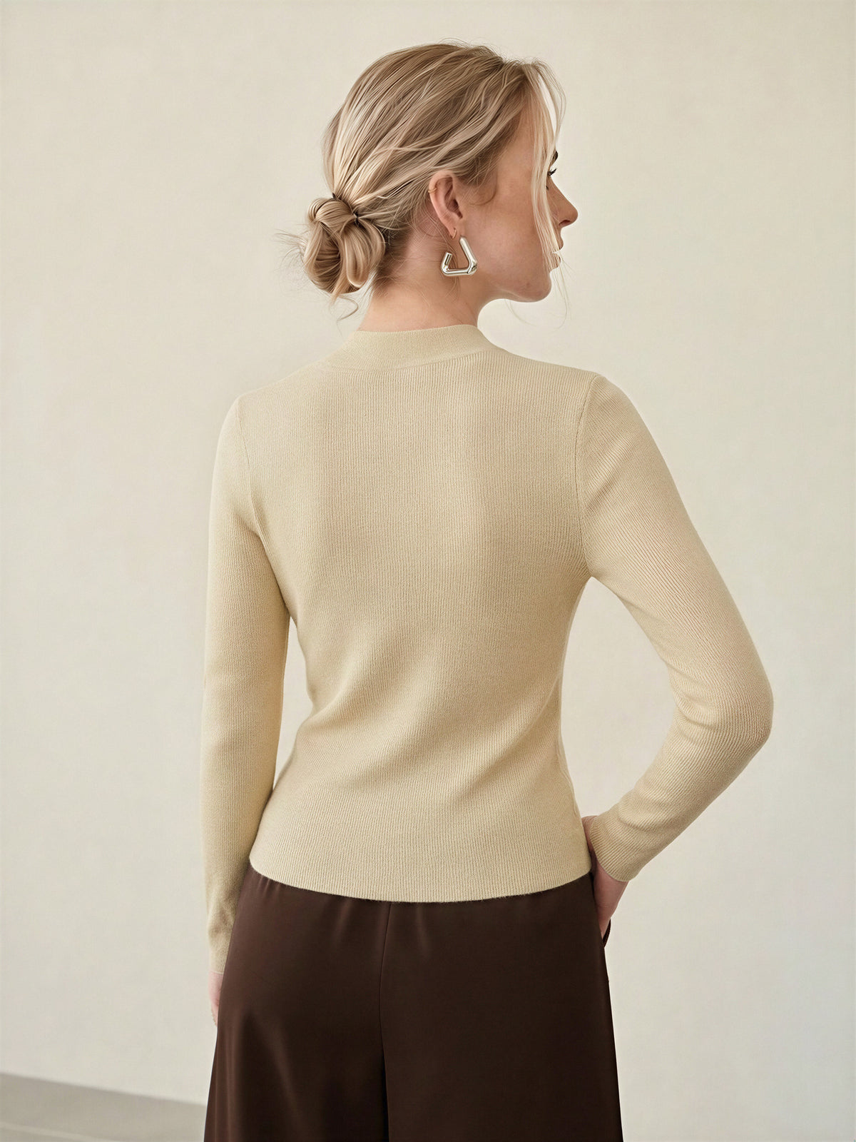 100% Merino Cotton & Wool Seamless Turtleneck Sweater