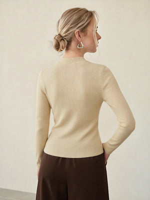 100% Merino Cotton & Wool Seamless Turtleneck Sweater
