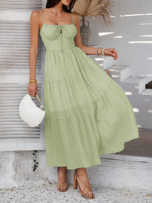 High-waisted Halter Dress With Bow Tie Detailing