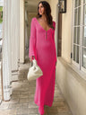 Solid Color Sexy Backless Knitted Hollow-Out Long Dress Bikini Swimsuit Cover-up