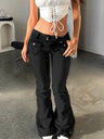 Washed Slim-fit High Stretch Low-rise Flared Jeans