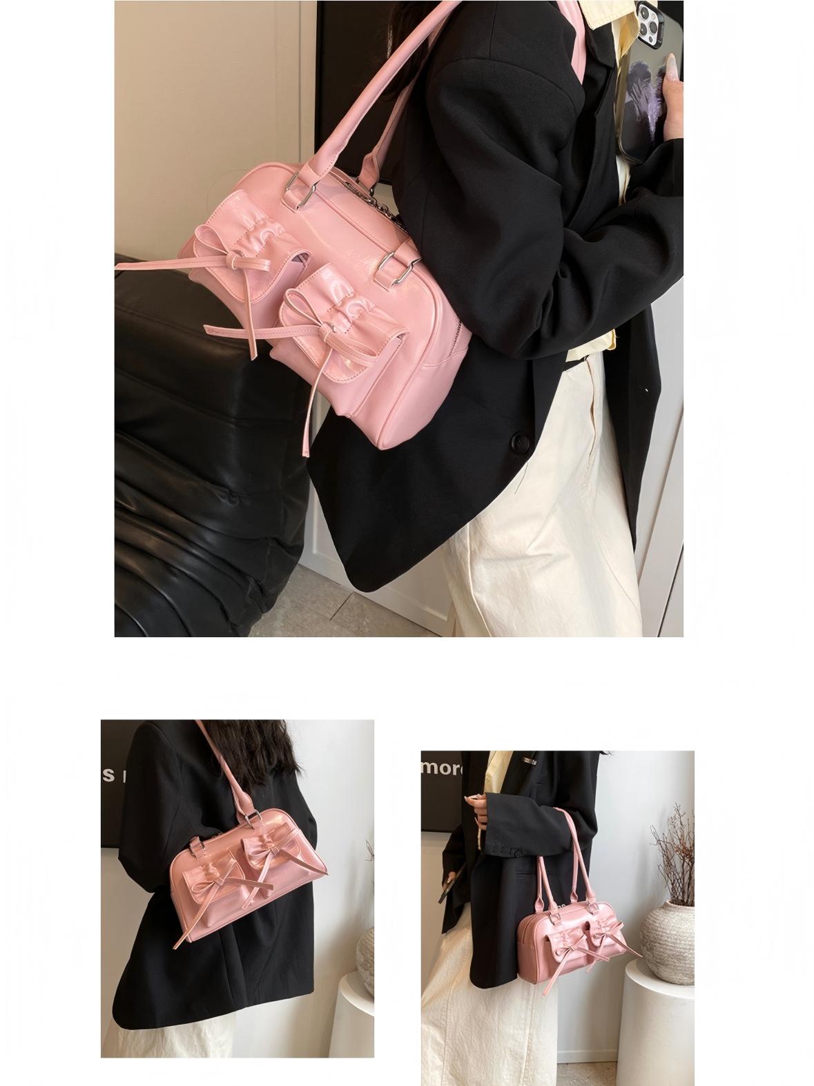 Bow-knot Horizontal Square Zipper Handbag