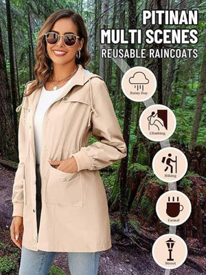 Mid-length Lightweight Raincoat Water Proof Mountain Climbing Outdoor Windproof Detachable Hood Trench Coats