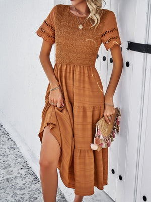 Hollow-out Lace Sleeves, Long Hollow-out Dress