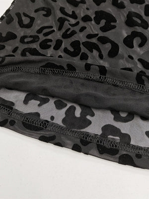 【SHIP AS USUAL】 Mesh Flocking Perspective Leopard Print Pants