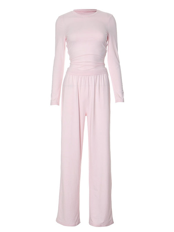 Liber Autumn Women's Splicing Solid Color 2-piece Sets