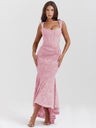 Floral Jacquard Fabric Boning Fishtail Maxi Dress