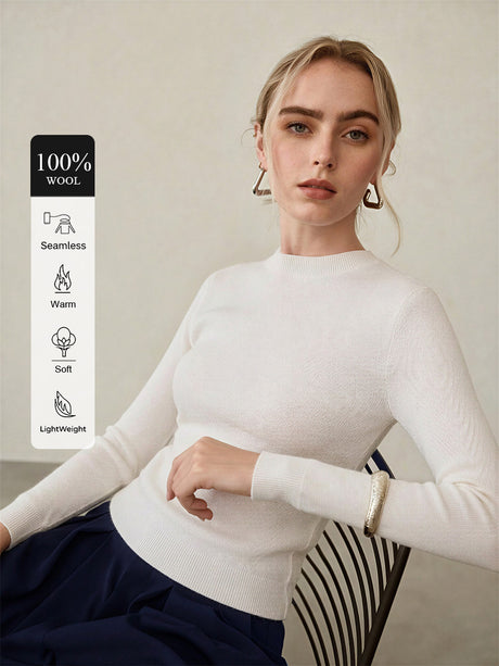 100% Merino Wool Seamless Turtleneck Sweater