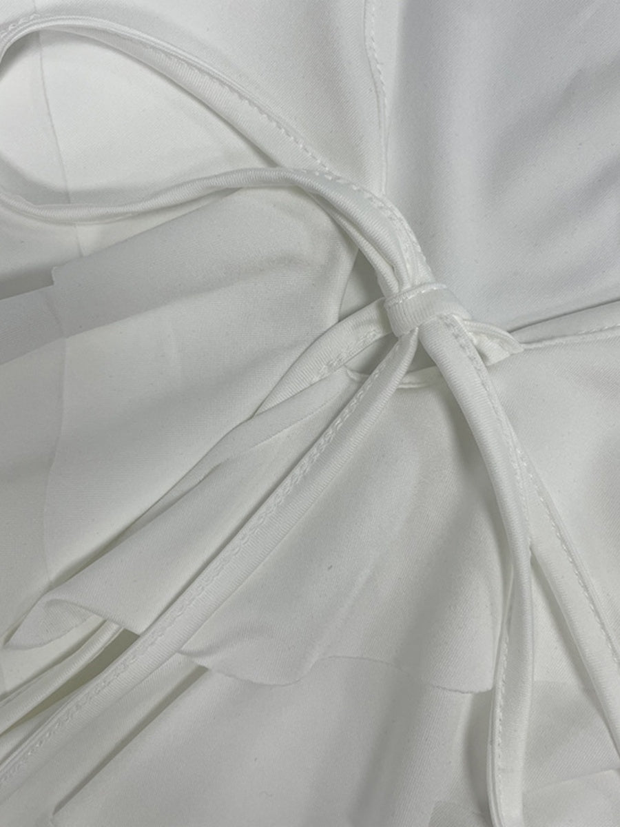 Ruffle Hip-hugging Flared Sleeves Mini&Short Dresses