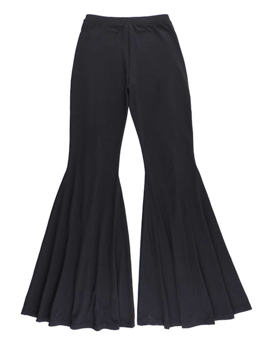 Metal Bandage Hollow Black Slightly Flared Pants
