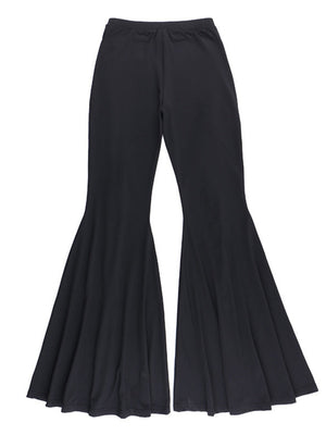 Metal Bandage Hollow Black Slightly Flared Pants