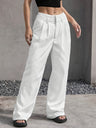 High Waist Color Matching Simplicity Drape Stripes Straight Wide Leg Pants