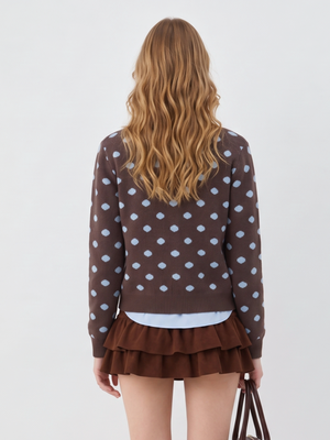 Long-sleeved Polka Dot Sweater Cardigan Cardigans