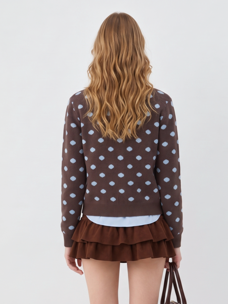 Long-sleeved Polka Dot Sweater Cardigan Cardigans