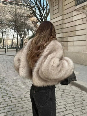 Artificial Fur Cropped Coat Parties Coats