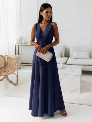 Lace Up V-neck Formal Dress Maxi Dresses