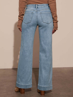 Slimming Wide Leg High Waist Straight Old Jeans