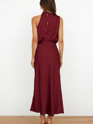 Ärmellose Satin-Partykleider, Brautjungfernkleider, Midi-Länge