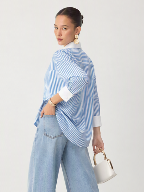 Striped Patchwork Cardigan Top Blouse&Shirts