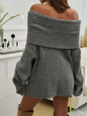 Off-shoulder Pit Strip Sweaters