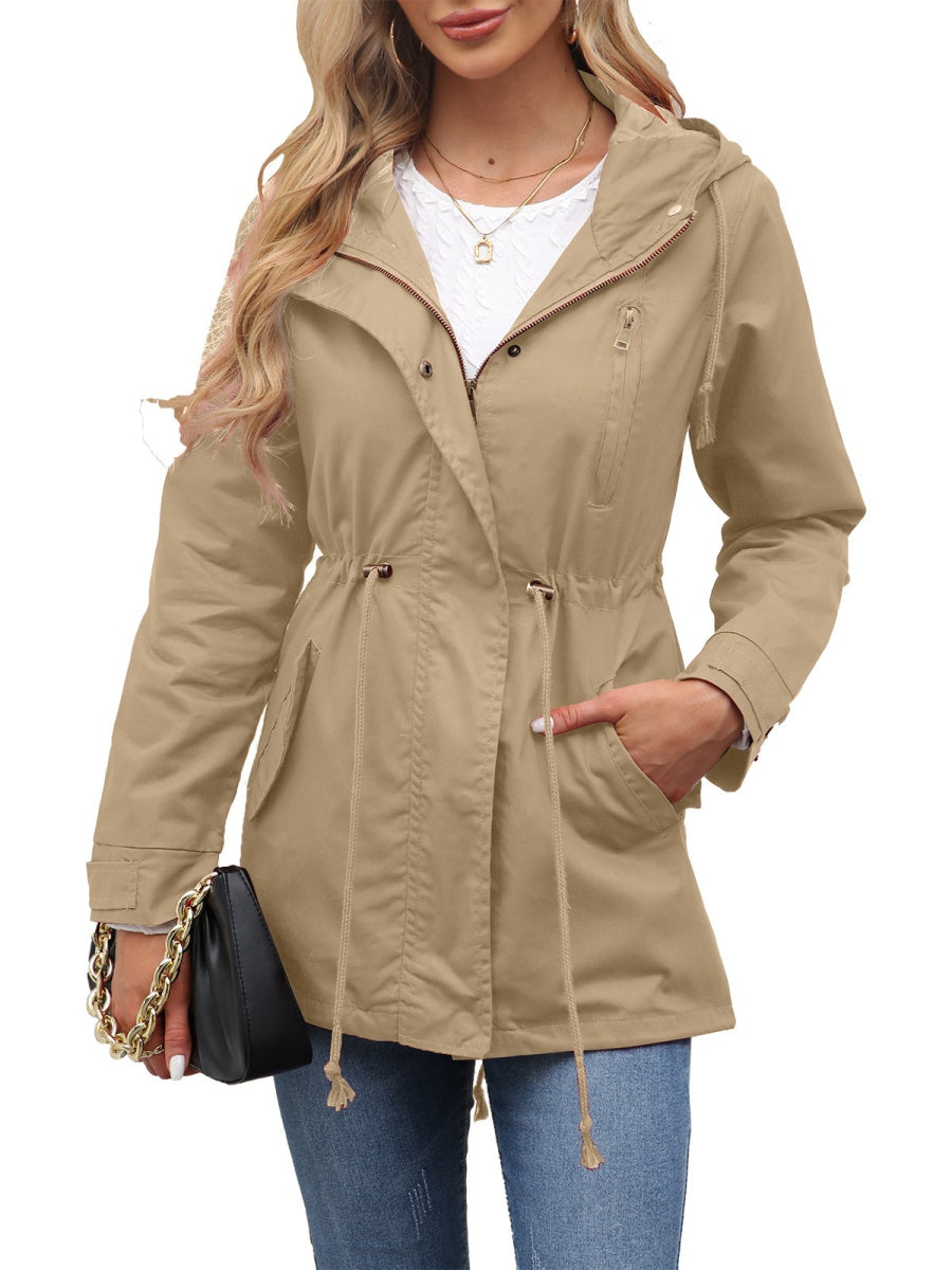 Cotton Loose Solid Color Pocket Hooded Jackets
