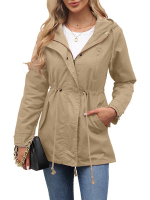 Cotton Loose Solid Color Pocket Hooded Jackets