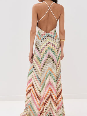 Colorful Crochet Lace Camisole Maxi Dress
