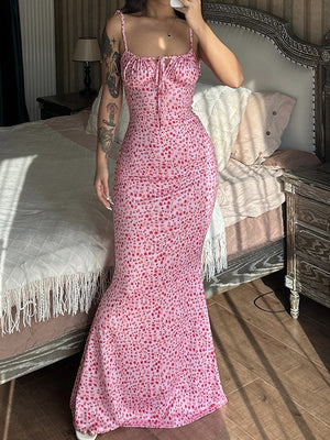 Floral Print Spaghetti Strap Maxi Dress