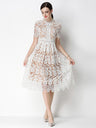 Hollow-out Water-soluble Lace Midi Dress