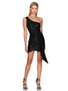 Sleeveless Bodycon One Shoulder Sequins Bandage Mini&Short Dresses