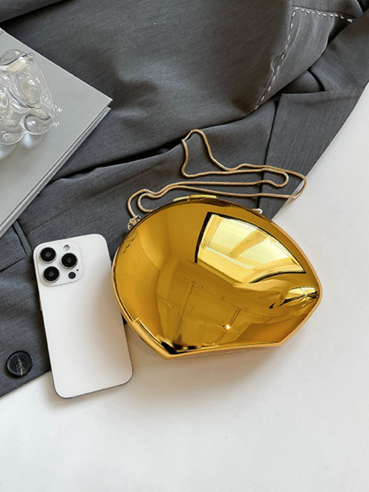 Mirrored Acrylic Evening Fashion Shoulder/Crossbody Bag