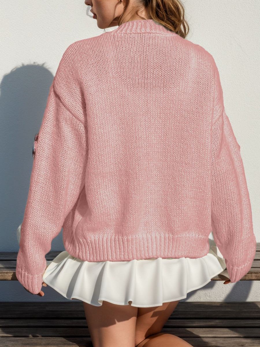Macaron-colored 3D flowers Cardigans